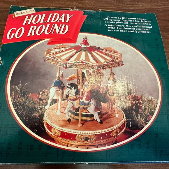 VTG 1996 Mr. Christmas Holiday Go Round Musical Carousel 50 Songs! PRISTINE! IOB - Picture 11 of 13